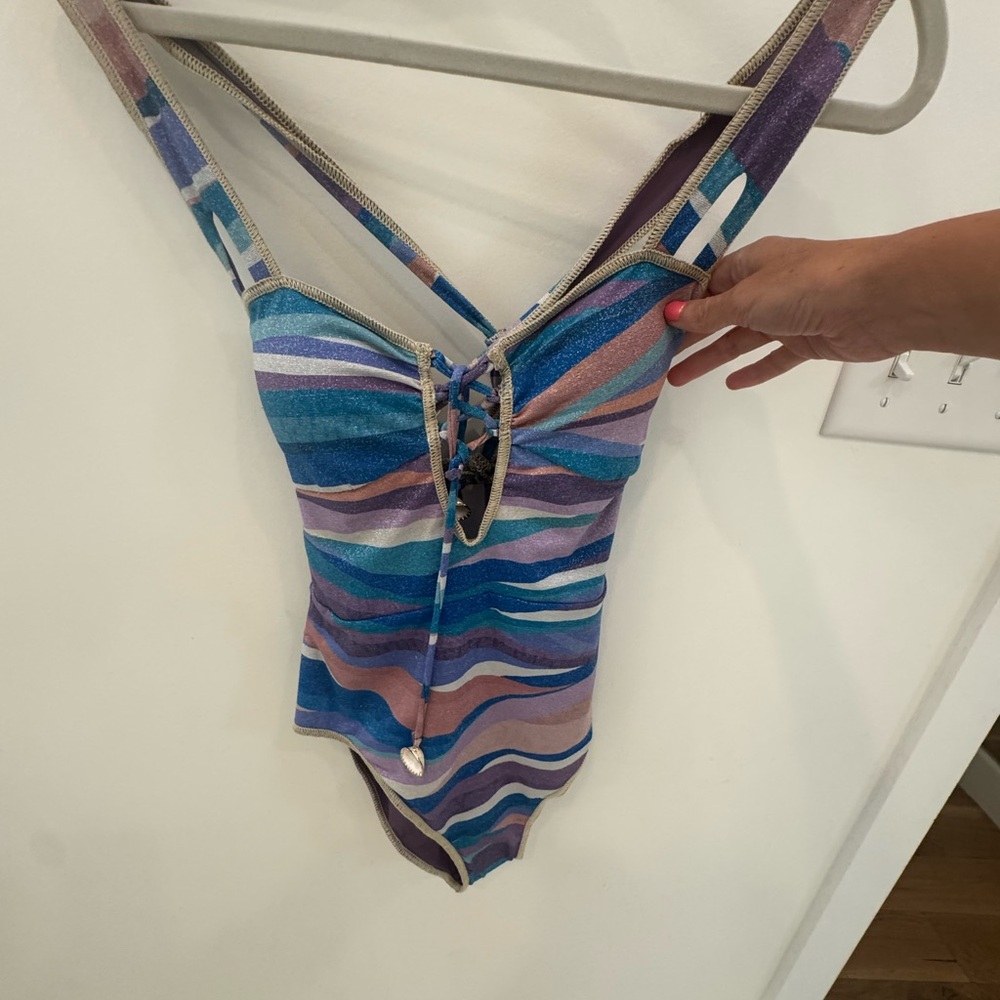 BECCA Multicolor Striped One Piece Swimsuit